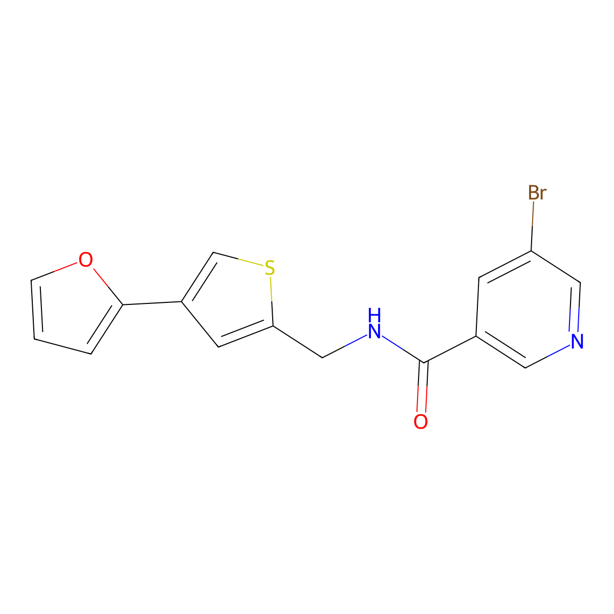 5-bromo-N-{[4-(furan-2-yl)thiophen-2-yl]methyl}pyridine-3-carboxamide molecular structure, CAS 2380010-21-7