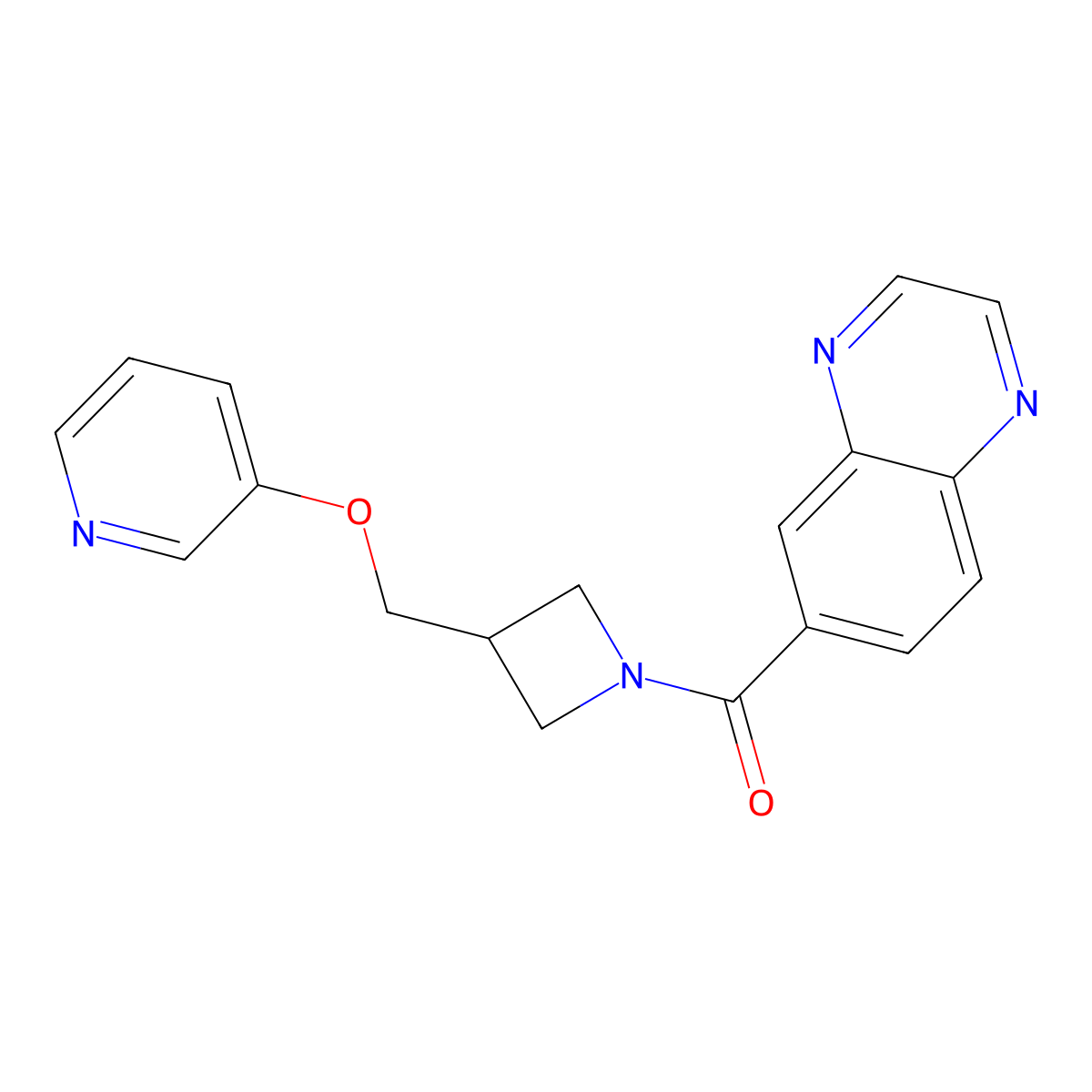 6-{3-[(Pyridin-3-yloxy)methyl]azetidine-1-carbonyl}quinoxaline molecular structure, CAS 2380010-22-8