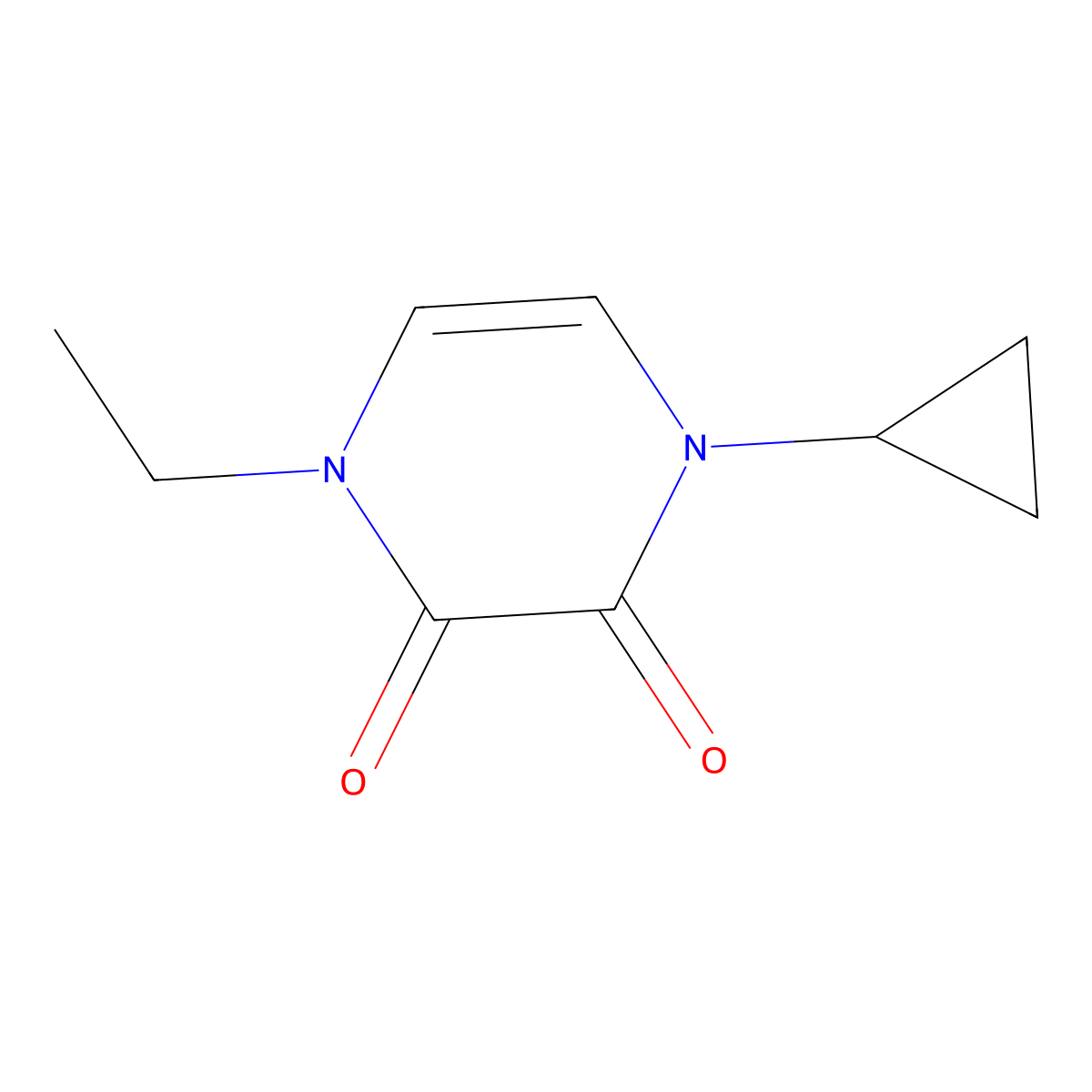 1-Cyclopropyl-4-ethyl-1,2,3,4-tetrahydropyrazine-2,3-dione molecular structure, CAS 2380010-24-0