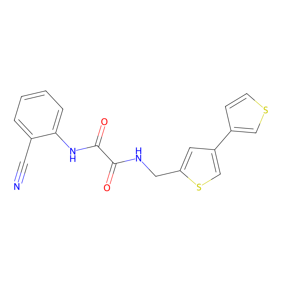N-({[3,3'-bithiophene]-5-yl}methyl)-N'-(2-cyanophenyl)ethanediamide molecular structure, CAS 2380010-26-2