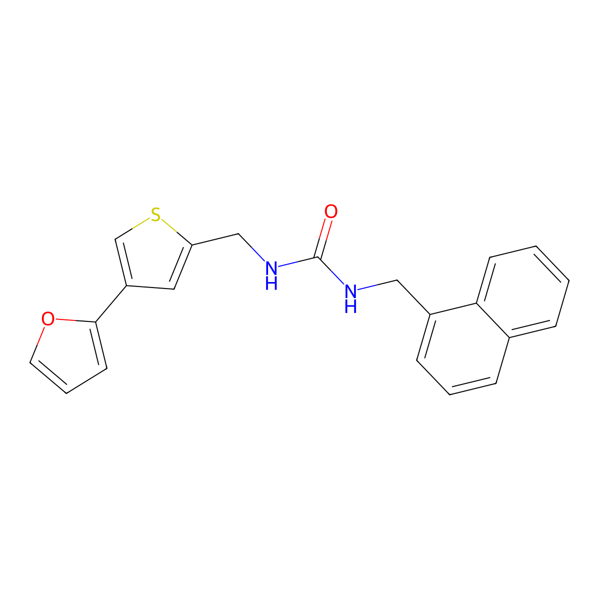 3-{[4-(Furan-2-yl)thiophen-2-yl]methyl}-1-[(naphthalen-1-yl)methyl]urea molecular structure, CAS 2380010-28-4