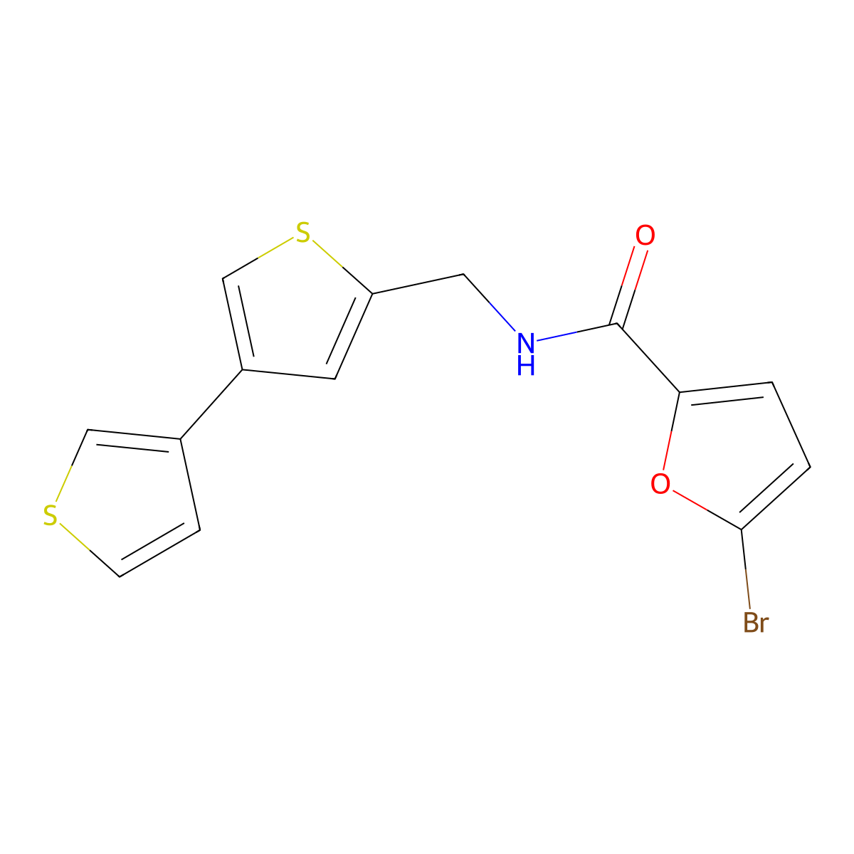 N-({[3,3'-bithiophene]-5-yl}methyl)-5-bromofuran-2-carboxamide molecular structure, CAS 2380010-30-8