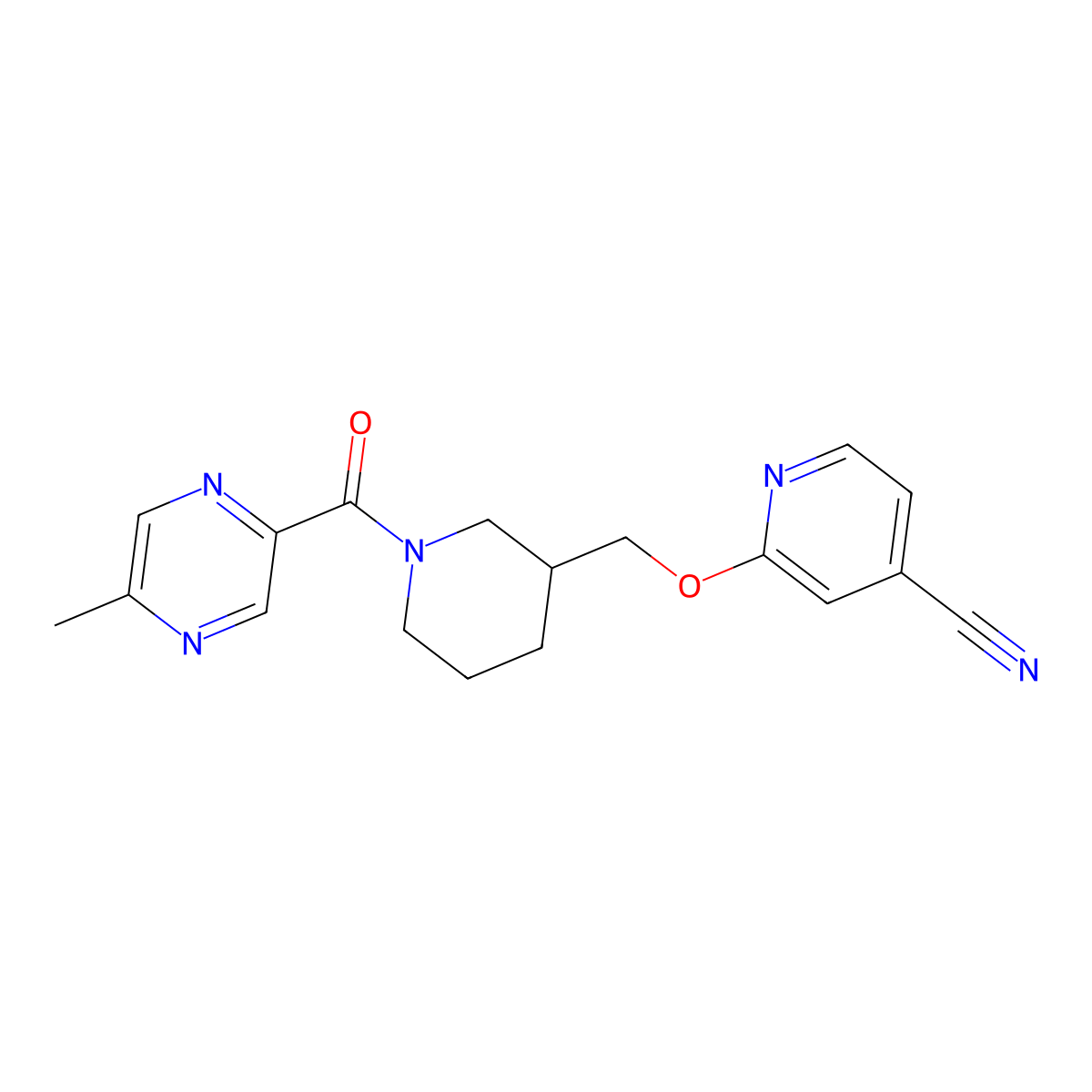 2-{[1-(5-Methylpyrazine-2-carbonyl)piperidin-3-yl]methoxy}pyridine-4-carbonitrile molecular structure, CAS 2380010-38-6