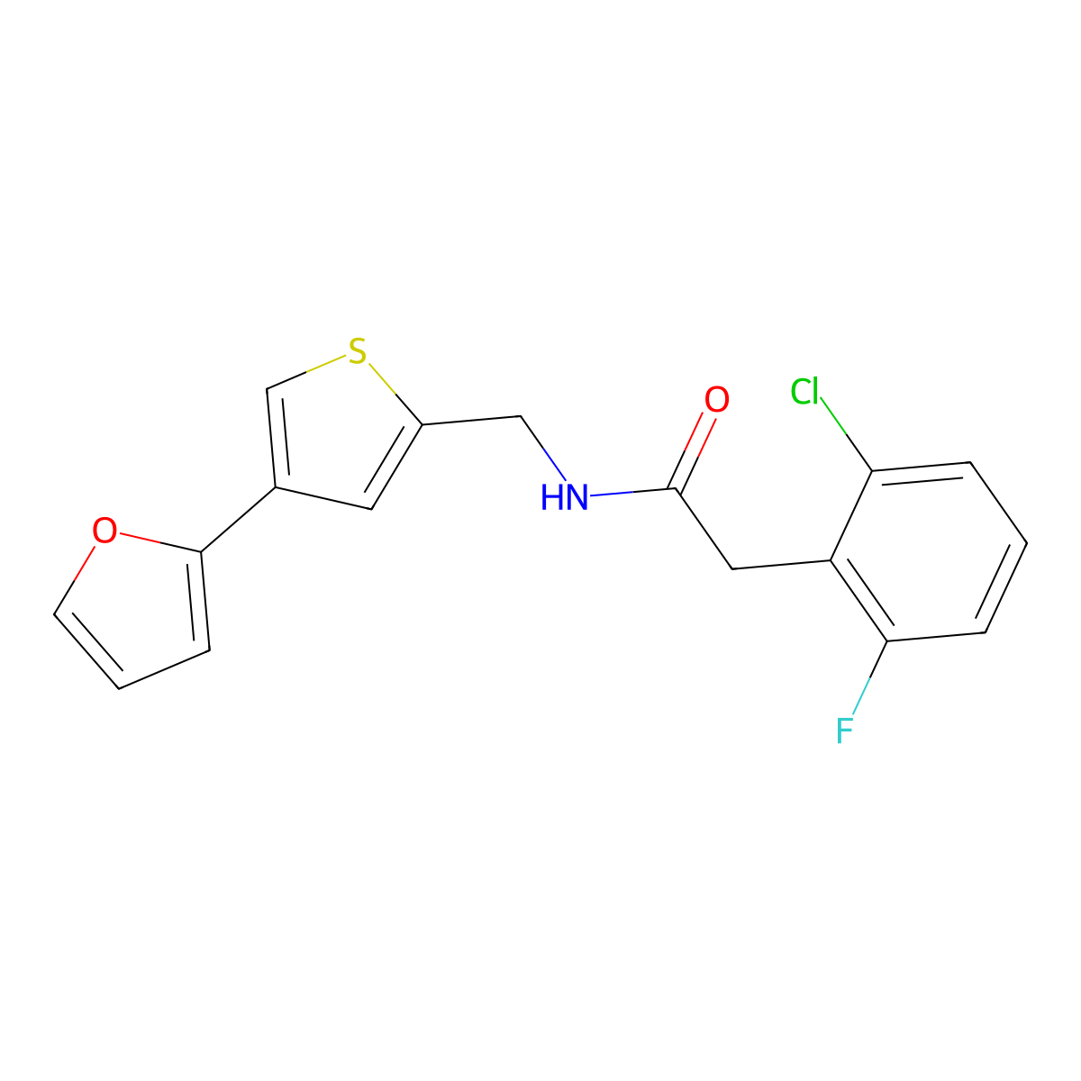 2-(2-chloro-6-fluorophenyl)-N-{[4-(furan-2-yl)thiophen-2-yl]methyl}acetamide molecular structure, CAS 2380010-50-2