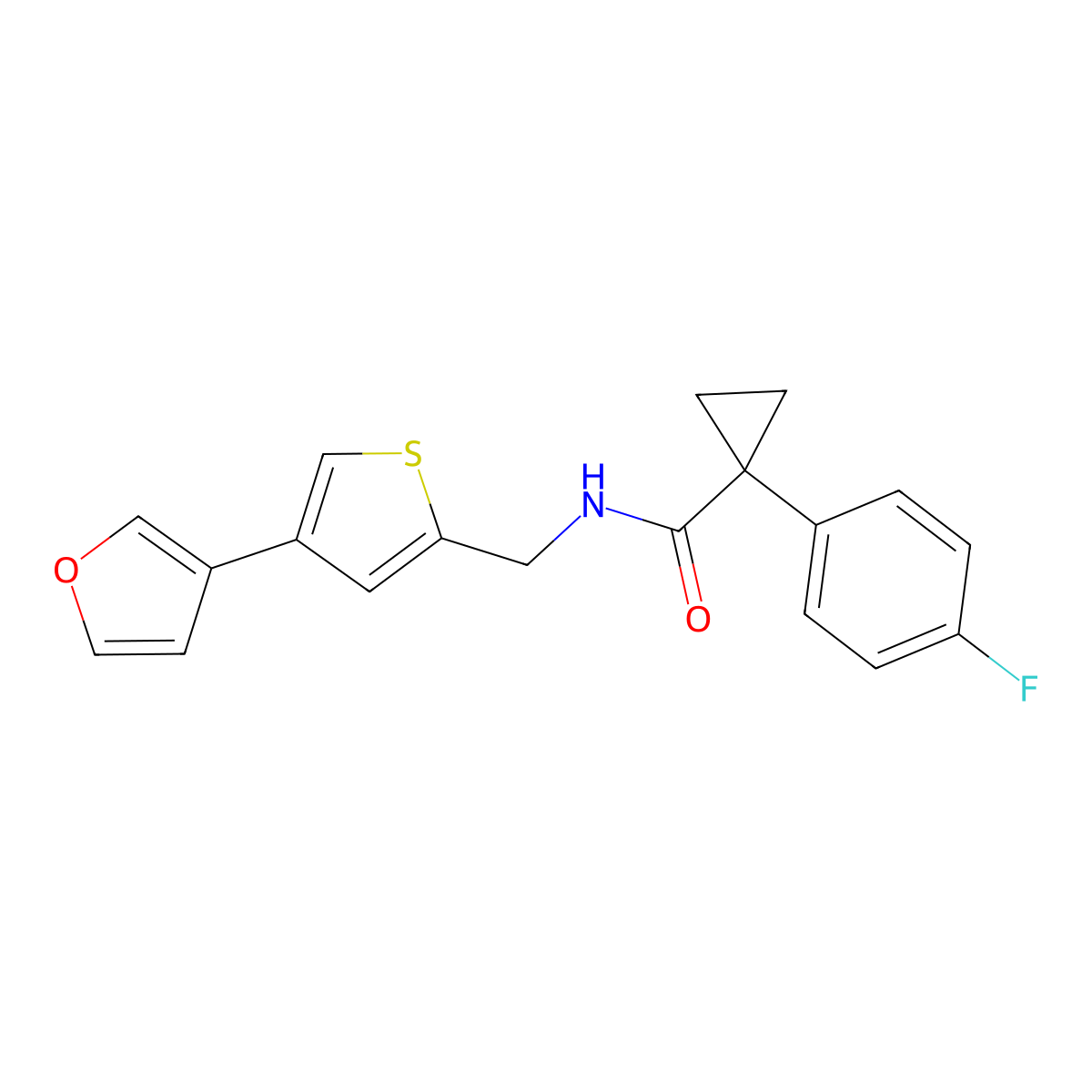 1-(4-fluorophenyl)-N-{[4-(furan-3-yl)thiophen-2-yl]methyl}cyclopropane-1-carboxamide molecular structure, CAS 2380010-64-8