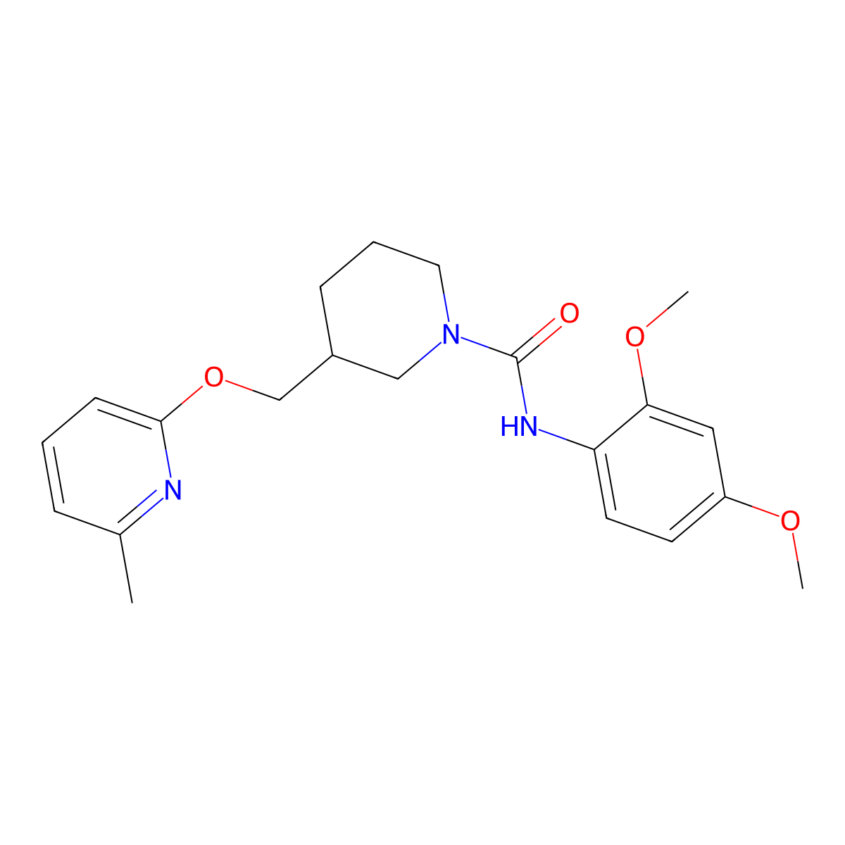 N-(2,4-dimethoxyphenyl)-3-{[(6-methylpyridin-2-yl)oxy]methyl}piperidine-1-carboxamide molecular structure, CAS 2380010-65-9