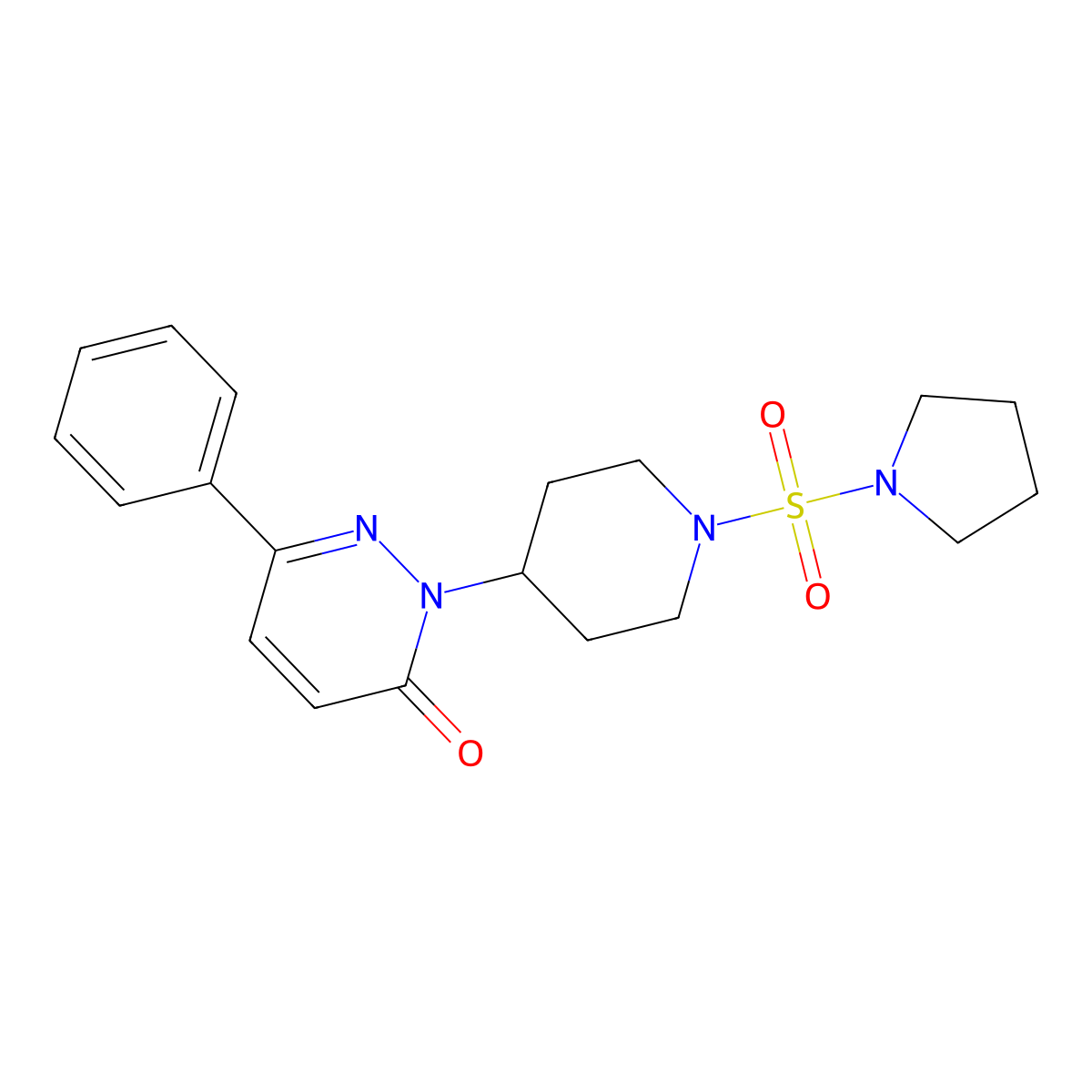 6-Phenyl-2-[1-(pyrrolidine-1-sulfonyl)piperidin-4-yl]-2,3-dihydropyridazin-3-one molecular structure, CAS 2380010-66-0