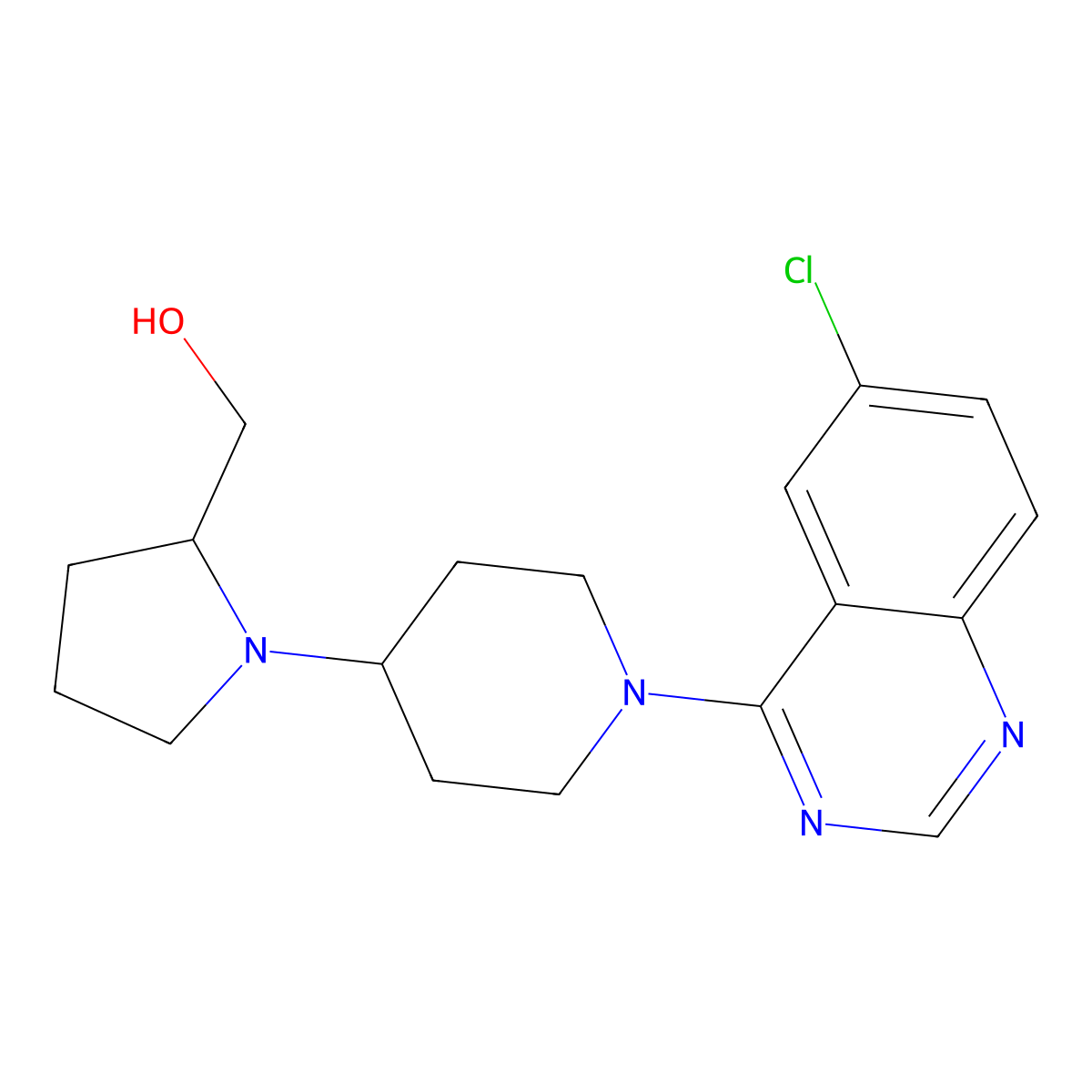 {1-[1-(6-Chloroquinazolin-4-yl)piperidin-4-yl]pyrrolidin-2-yl}methanol molecular structure, CAS 2380010-69-3