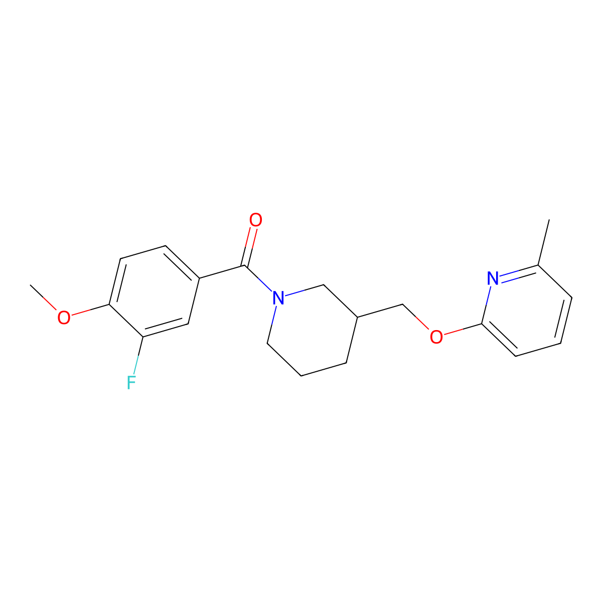 2-{[1-(3-Fluoro-4-methoxybenzoyl)piperidin-3-yl]methoxy}-6-methylpyridine molecular structure, CAS 2380010-74-0