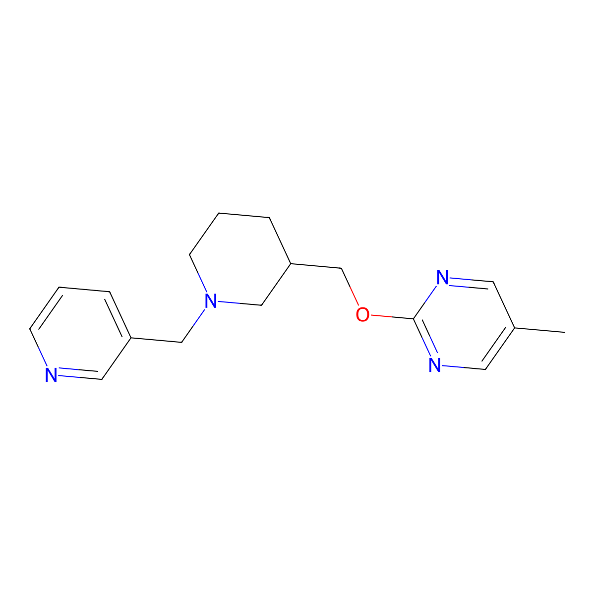 5-Methyl-2-({1-[(pyridin-3-yl)methyl]piperidin-3-yl}methoxy)pyrimidine molecular structure, CAS 2380010-76-2