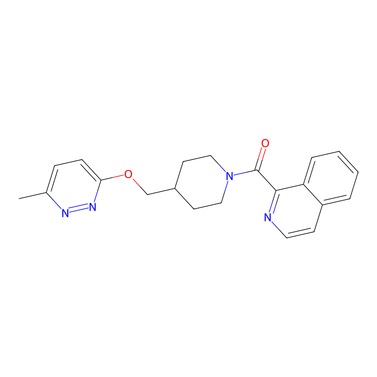 1-(4-{[(6-Methylpyridazin-3-yl)oxy]methyl}piperidine-1-carbonyl)isoquinoline molecular structure, CAS 2380010-77-3