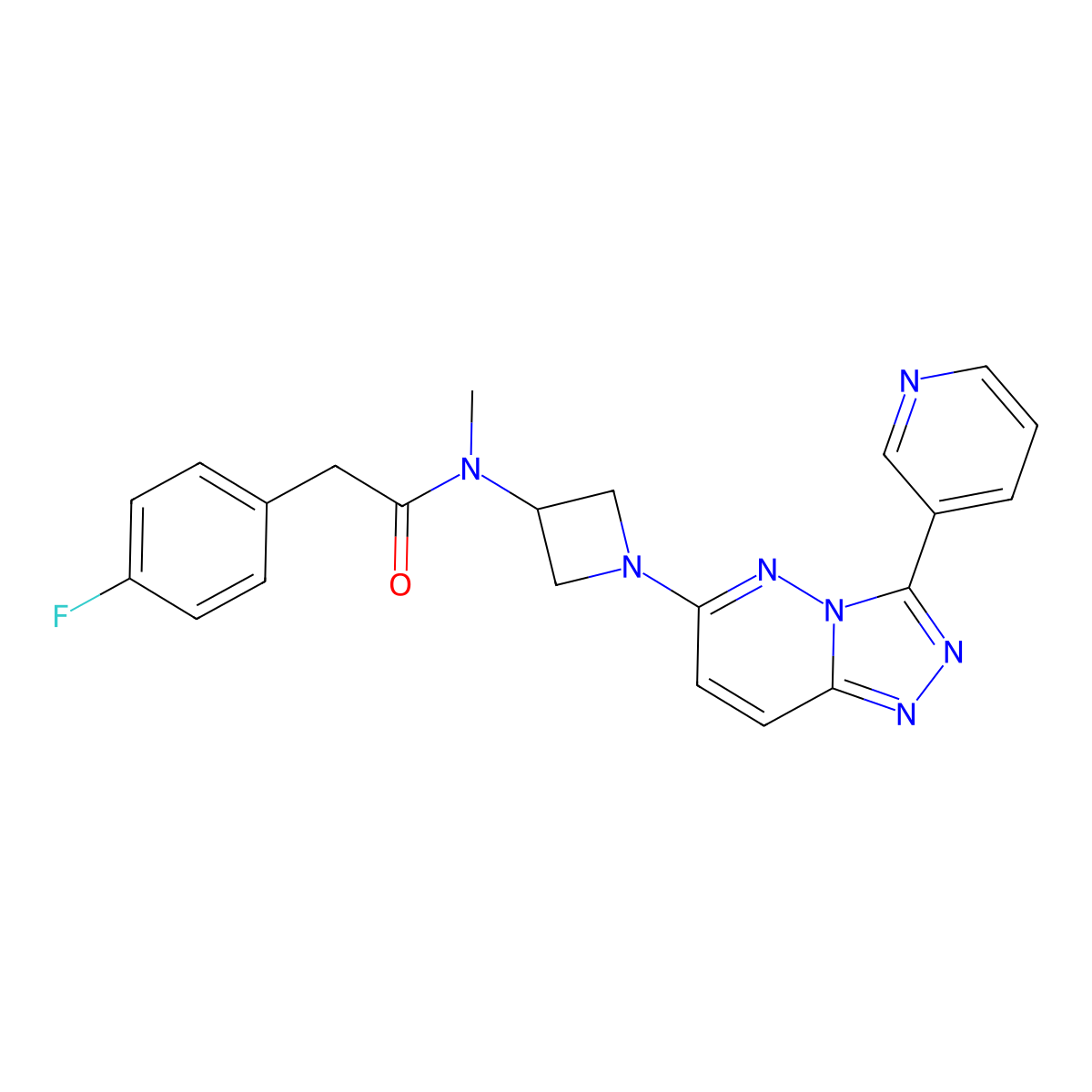 2-(4-fluorophenyl)-N-methyl-N-{1-[3-(pyridin-3-yl)-[1,2,4]triazolo[4,3-b]pyridazin-6-yl]azetidin-3-yl}acetamide molecular structure, CAS 2380010-81-9