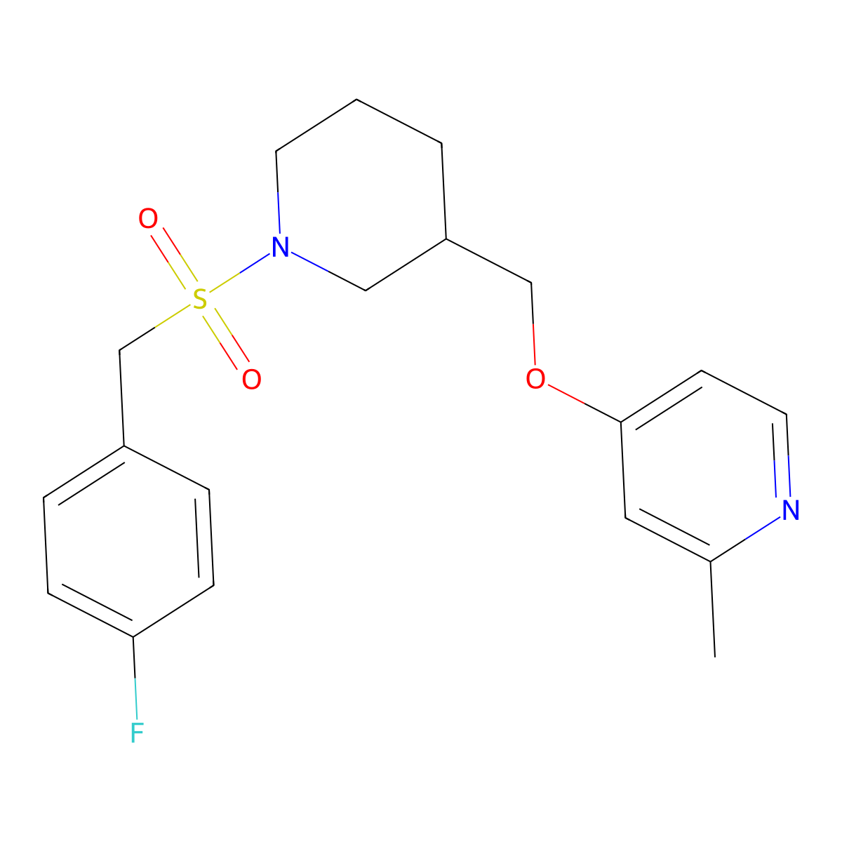 4-({1-[(4-Fluorophenyl)methanesulfonyl]piperidin-3-yl}methoxy)-2-methylpyridine molecular structure, CAS 2380010-82-0