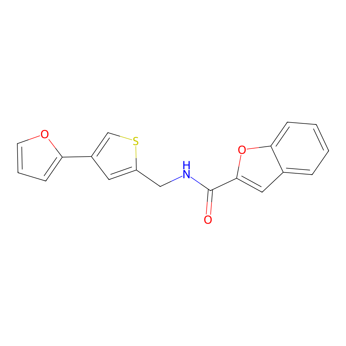 N-[[4-(Furan-2-yl)thiophen-2-yl]methyl]-1-benzofuran-2-carboxamide molecular structure, CAS 2380010-83-1