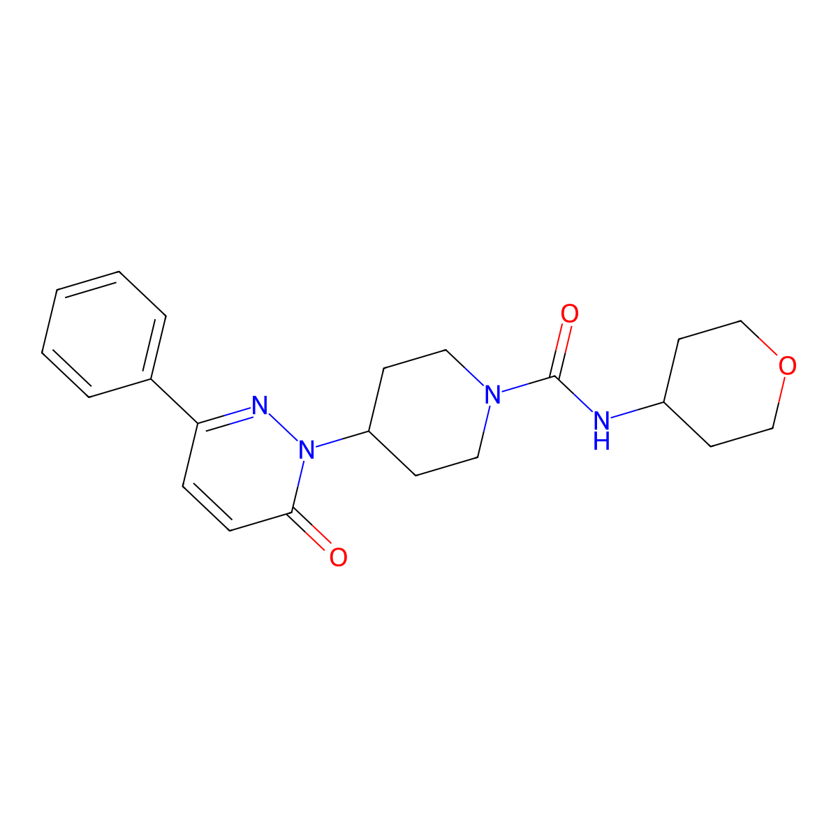 N-(oxan-4-yl)-4-(6-oxo-3-phenyl-1,6-dihydropyridazin-1-yl)piperidine-1-carboxamide molecular structure, CAS 2380010-85-3