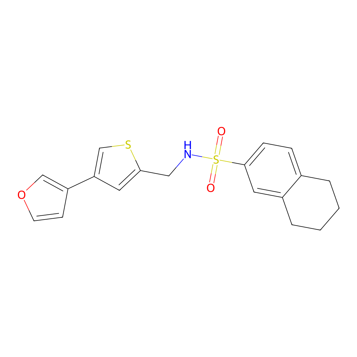 N-{[4-(furan-3-yl)thiophen-2-yl]methyl}-5,6,7,8-tetrahydronaphthalene-2-sulfonamide molecular structure, CAS 2380010-87-5