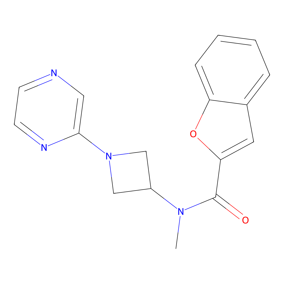 N-methyl-N-[1-(pyrazin-2-yl)azetidin-3-yl]-1-benzofuran-2-carboxamide molecular structure, CAS 2380010-92-2