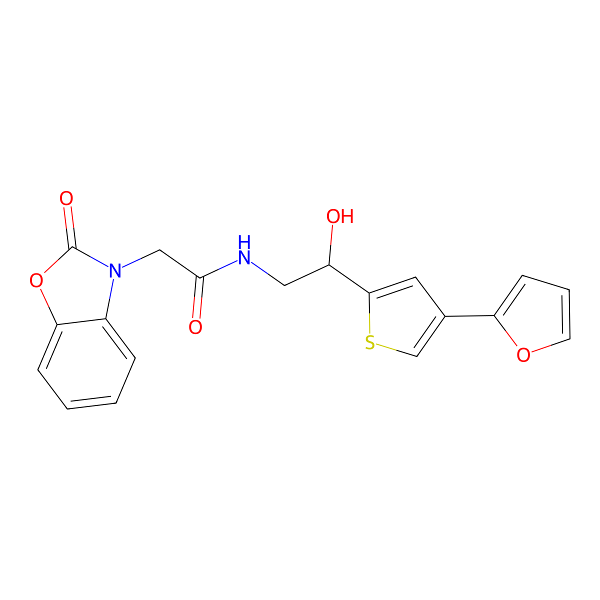 N-[2-[4-(Furan-2-yl)thiophen-2-yl]-2-hydroxyethyl]-2-(2-oxo-1,3-benzoxazol-3-yl)acetamide molecular structure, CAS 2380010-93-3