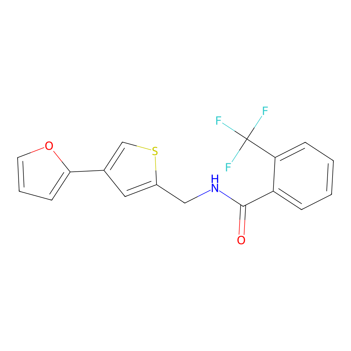 N-{[4-(furan-2-yl)thiophen-2-yl]methyl}-2-(trifluoromethyl)benzamide molecular structure, CAS 2380011-02-7