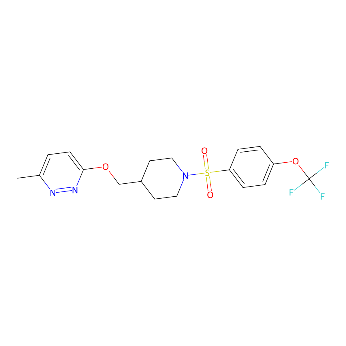 3-Methyl-6-({1-[4-(trifluoromethoxy)benzenesulfonyl]piperidin-4-yl}methoxy)pyridazine molecular structure, CAS 2380011-07-2