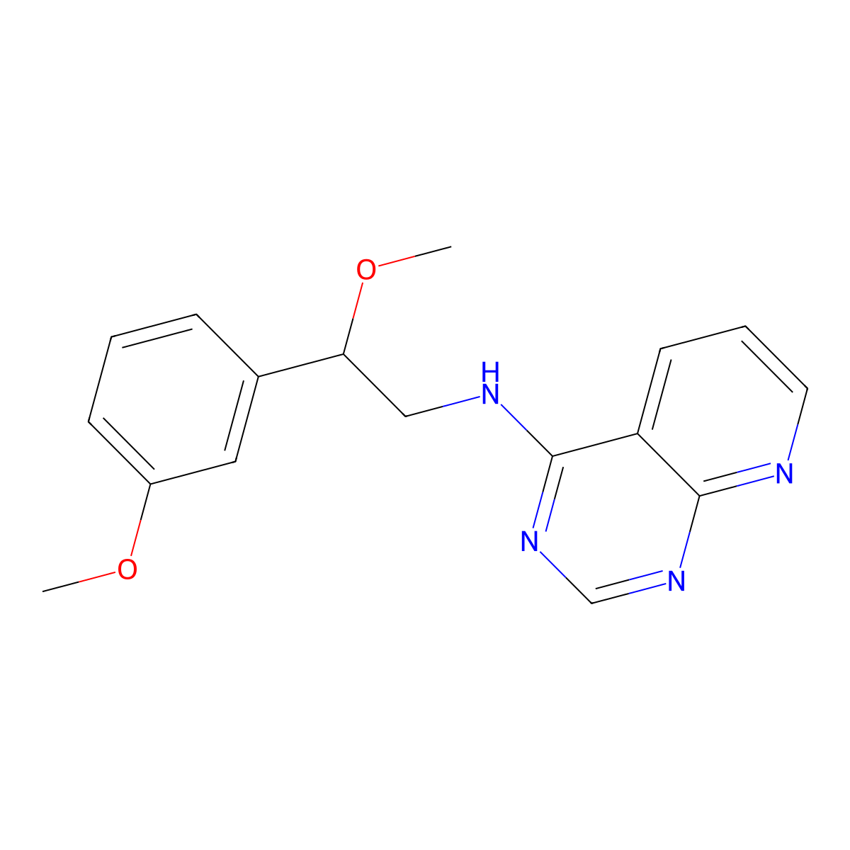 N-[2-Methoxy-2-(3-methoxyphenyl)ethyl]pyrido[2,3-d]pyrimidin-4-amine molecular structure, CAS 2380011-09-4