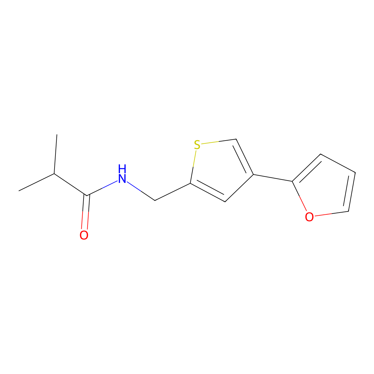 N-{[4-(furan-2-yl)thiophen-2-yl]methyl}-2-methylpropanamide molecular structure, CAS 2380032-36-8