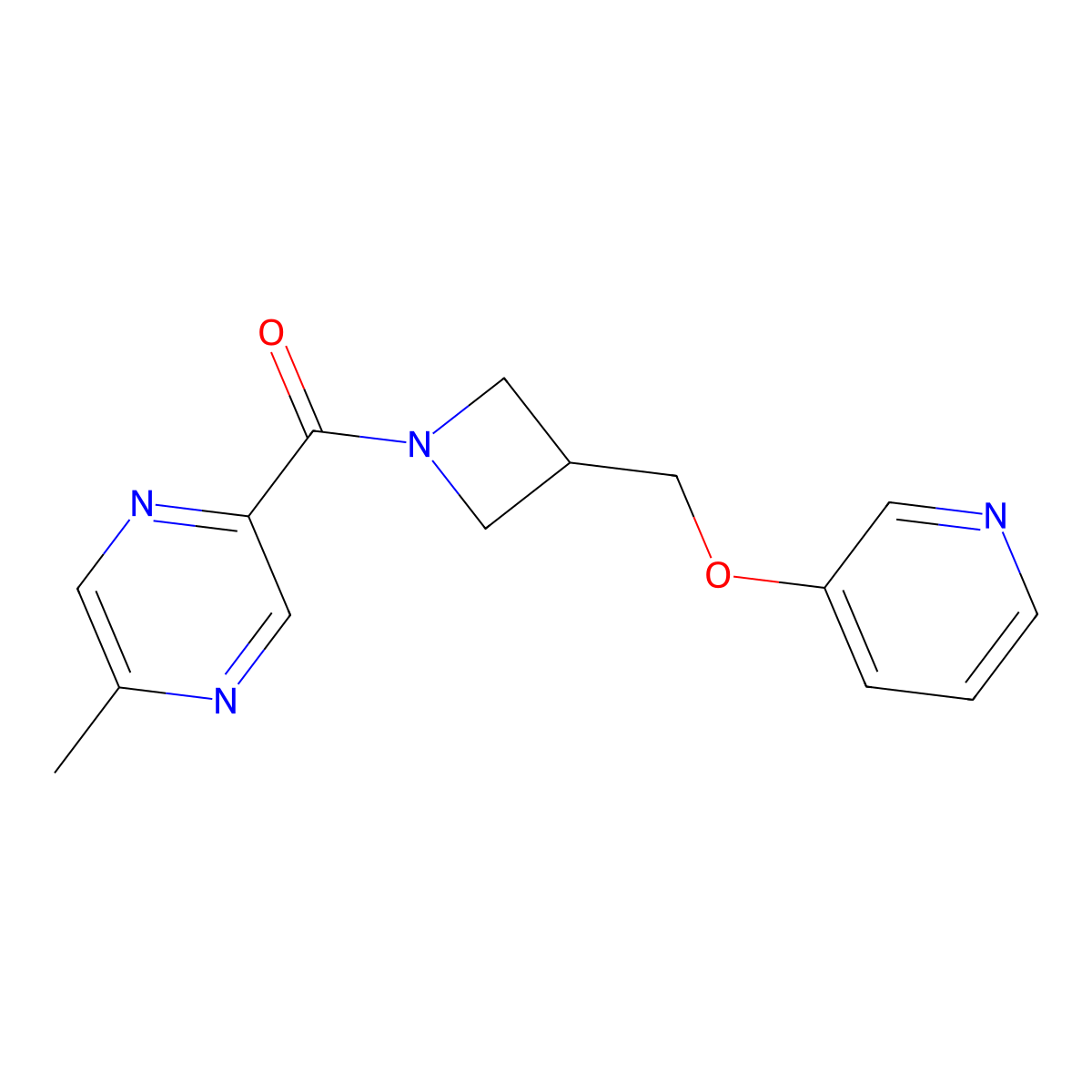 2-Methyl-5-{3-[(pyridin-3-yloxy)methyl]azetidine-1-carbonyl}pyrazine molecular structure, CAS 2380032-37-9