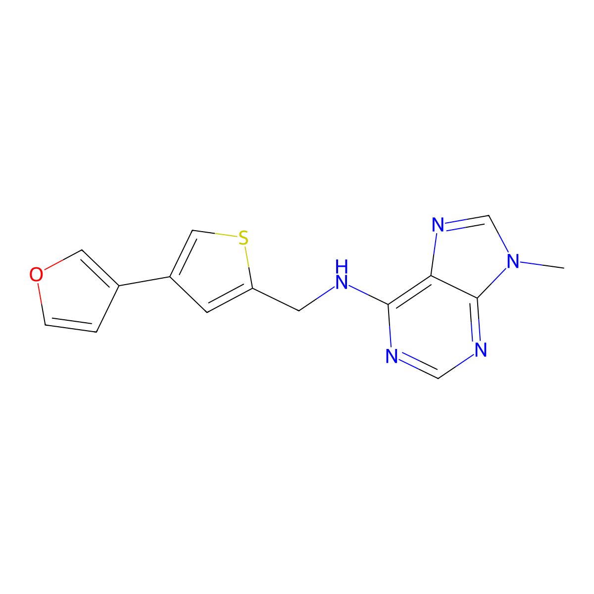 N-{[4-(furan-3-yl)thiophen-2-yl]methyl}-9-methyl-9H-purin-6-amine molecular structure, CAS 2380032-41-5