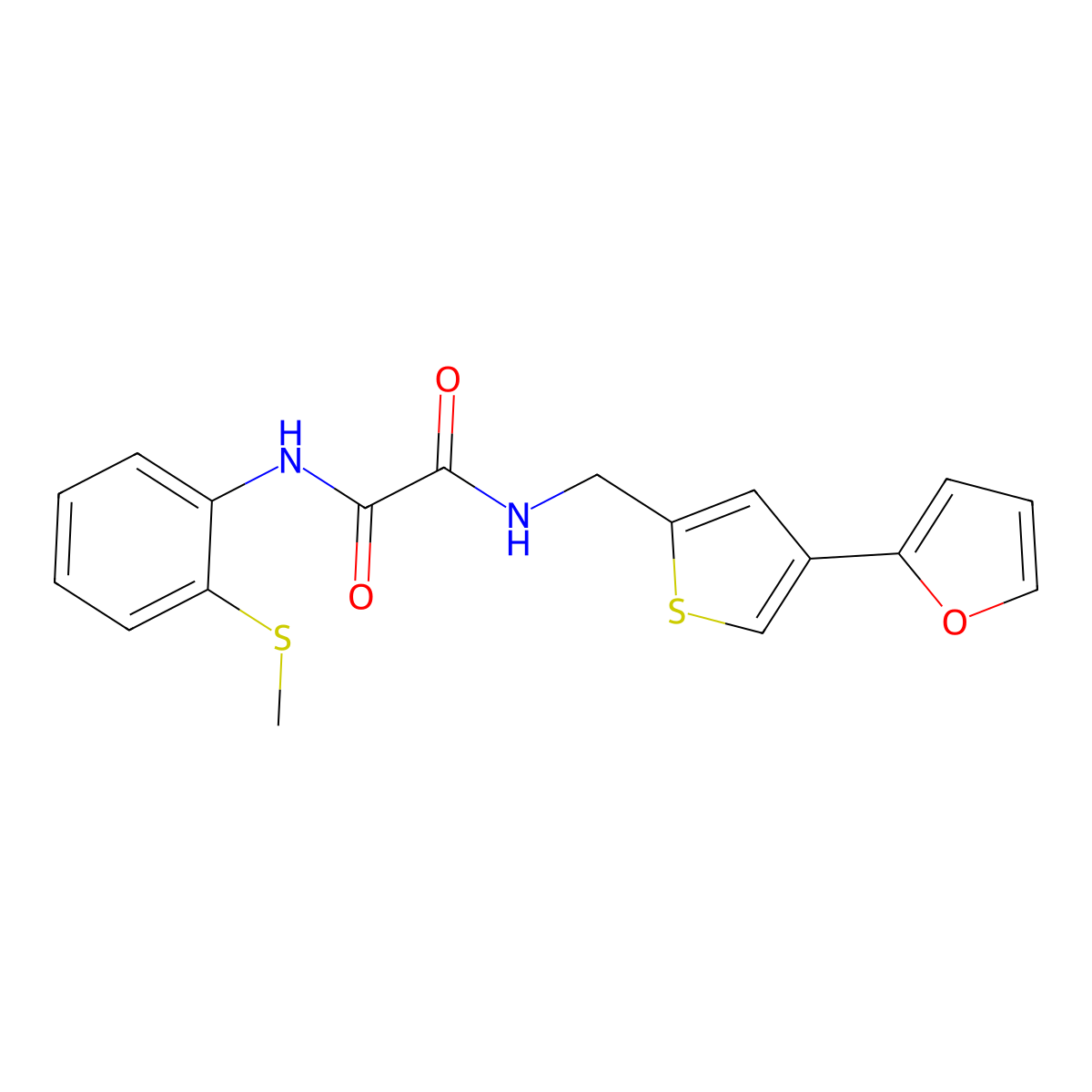 N-{[4-(furan-2-yl)thiophen-2-yl]methyl}-N'-[2-(methylsulfanyl)phenyl]ethanediamide molecular structure, CAS 2380032-42-6