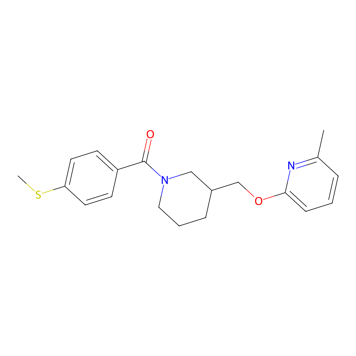 2-Methyl-6-({1-[4-(methylsulfanyl)benzoyl]piperidin-3-yl}methoxy)pyridine molecular structure, CAS 2380032-56-2
