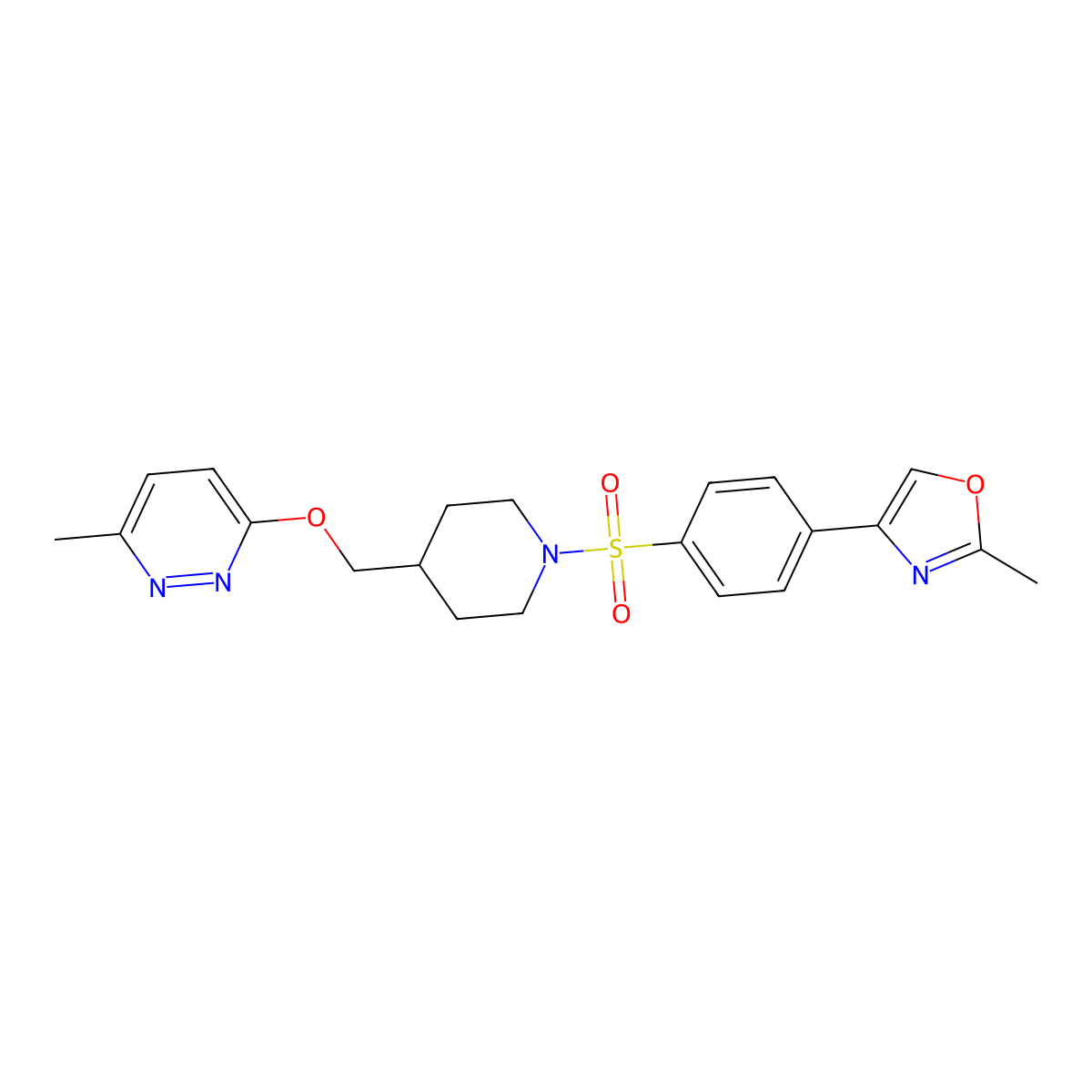 3-Methyl-6-({1-[4-(2-methyl-1,3-oxazol-4-yl)benzenesulfonyl]piperidin-4-yl}methoxy)pyridazine molecular structure, CAS 2380032-57-3