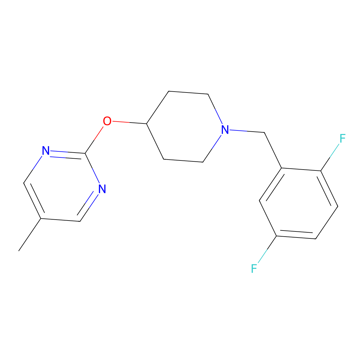 2-({1-[(2,5-Difluorophenyl)methyl]piperidin-4-yl}oxy)-5-methylpyrimidine molecular structure, CAS 2380032-59-5