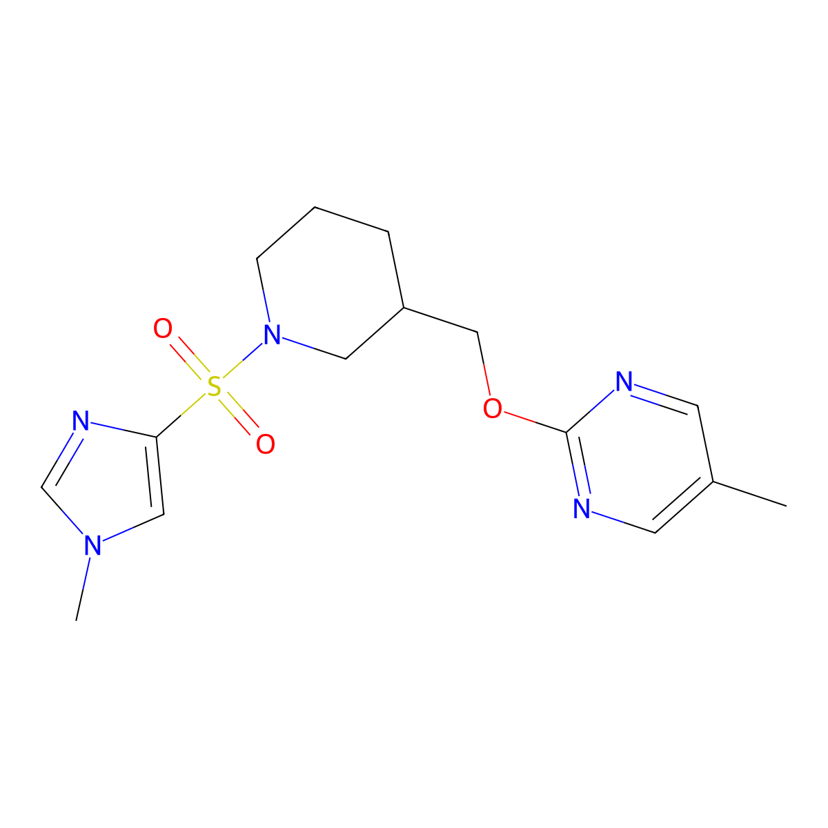 5-methyl-2-({1-[(1-methyl-1H-imidazol-4-yl)sulfonyl]piperidin-3-yl}methoxy)pyrimidine molecular structure, CAS 2380032-61-9