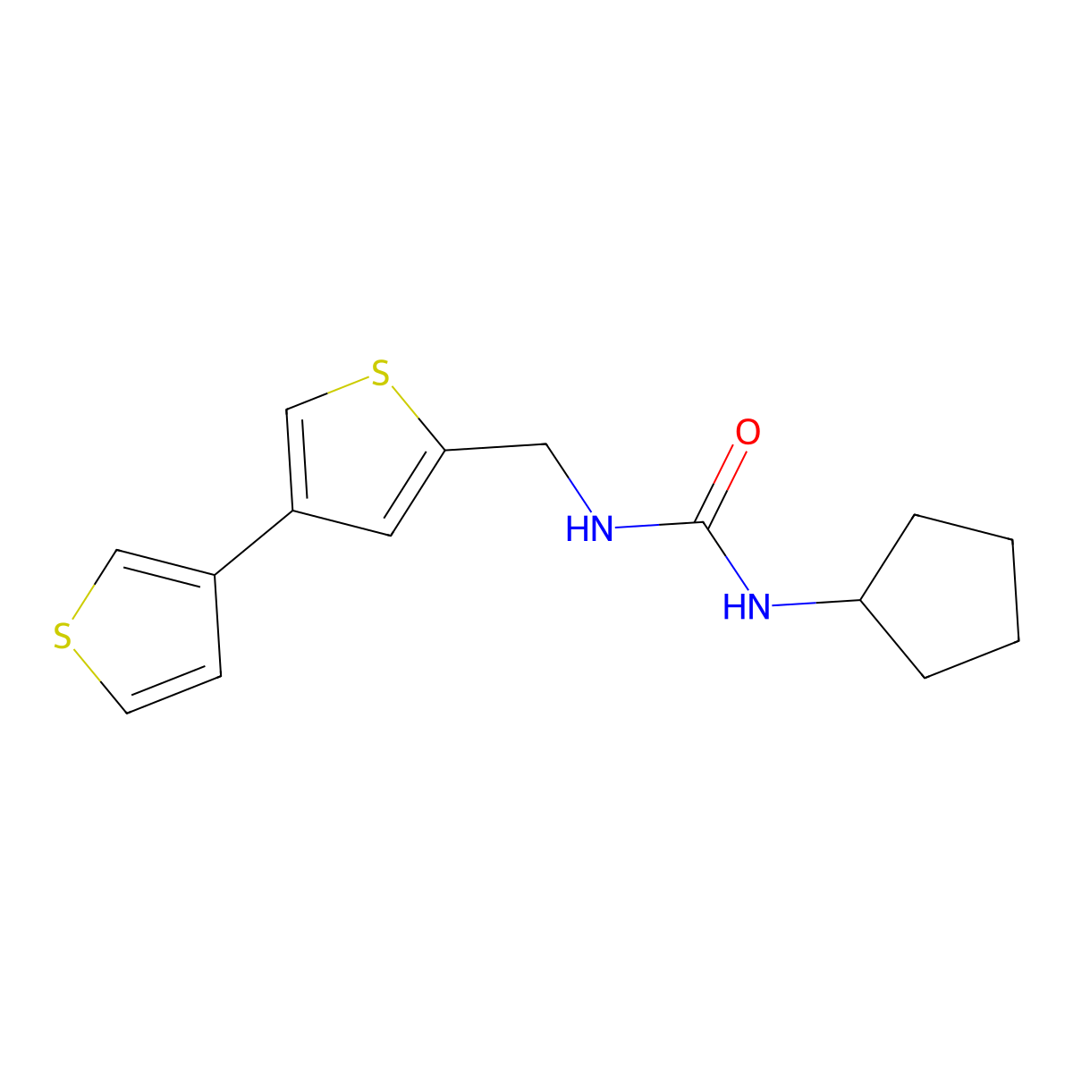 3-({[3,3'-Bithiophene]-5-yl}methyl)-1-cyclopentylurea molecular structure, CAS 2380032-63-1