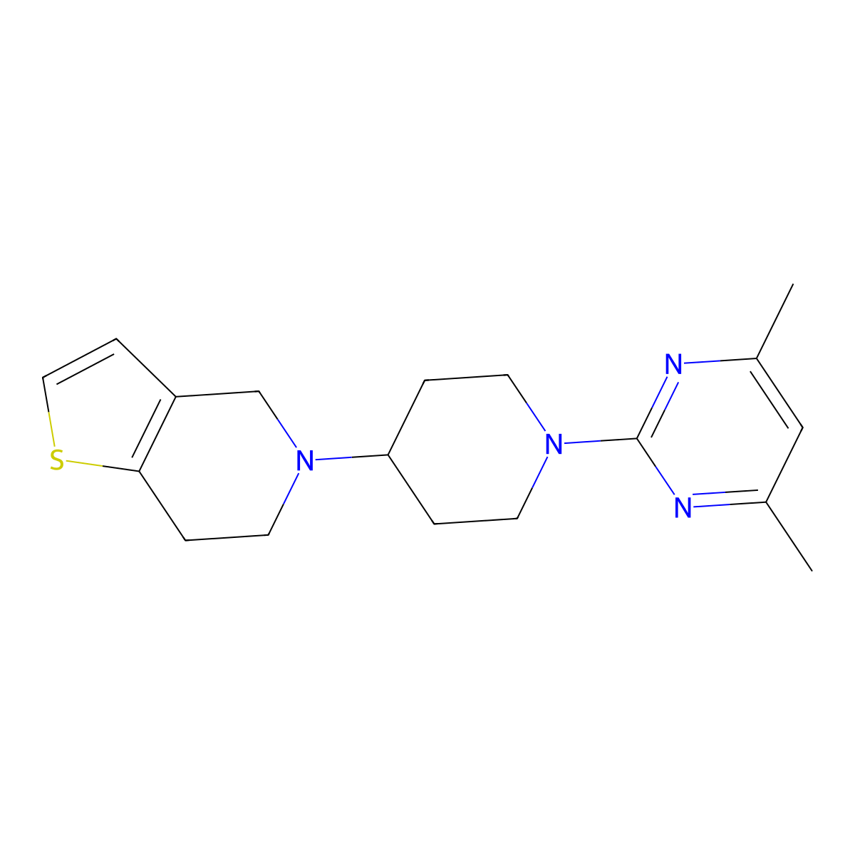 4,6-dimethyl-2-(4-{4H,5H,6H,7H-thieno[3,2-c]pyridin-5-yl}piperidin-1-yl)pyrimidine molecular structure, CAS 2380032-66-4
