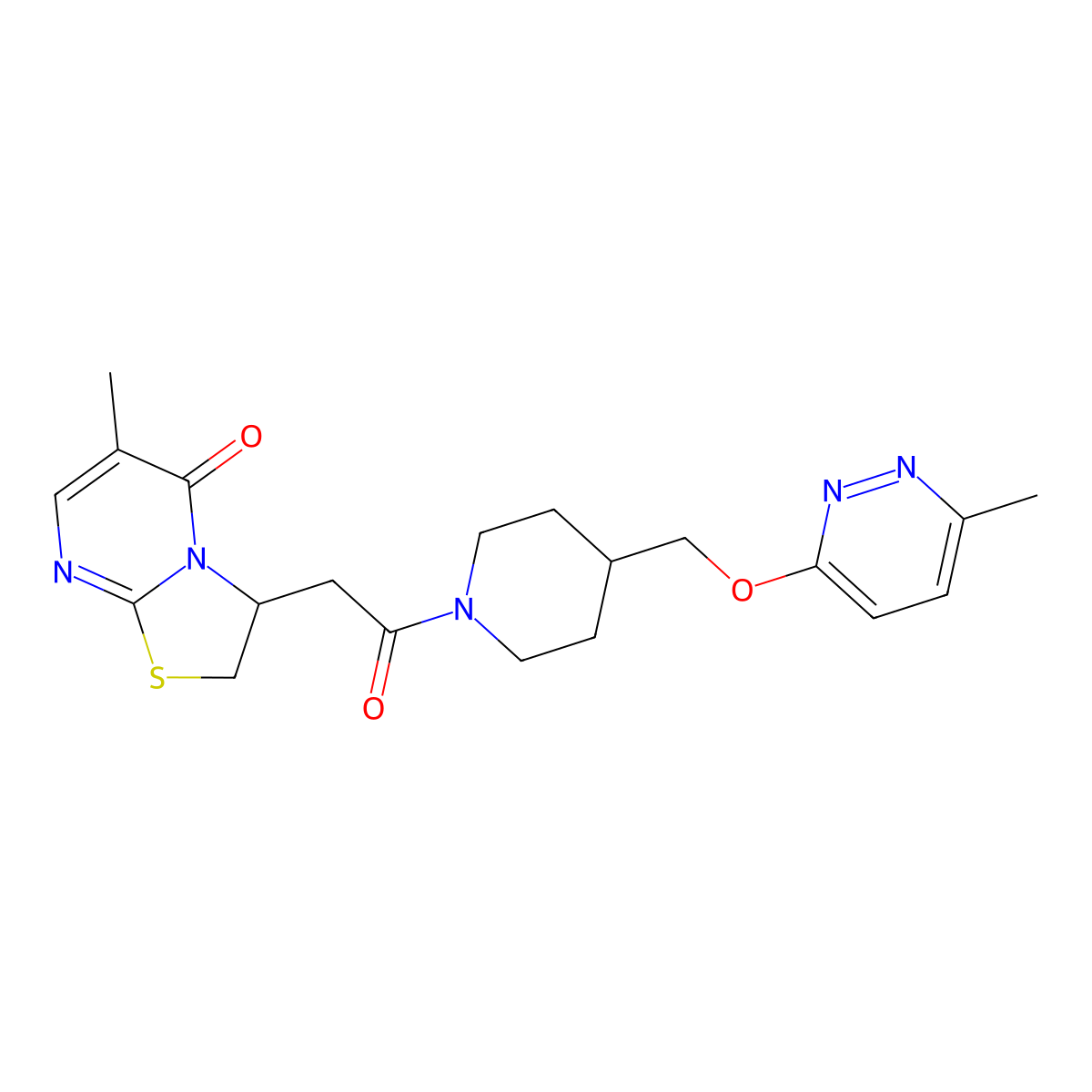 6-methyl-3-[2-(4-{[(6-methylpyridazin-3-yl)oxy]methyl}piperidin-1-yl)-2-oxoethyl]-2H,3H,5H-[1,3]thiazolo[3,2-a]pyrimidin-5-one molecular structure, CAS 2380032-68-6