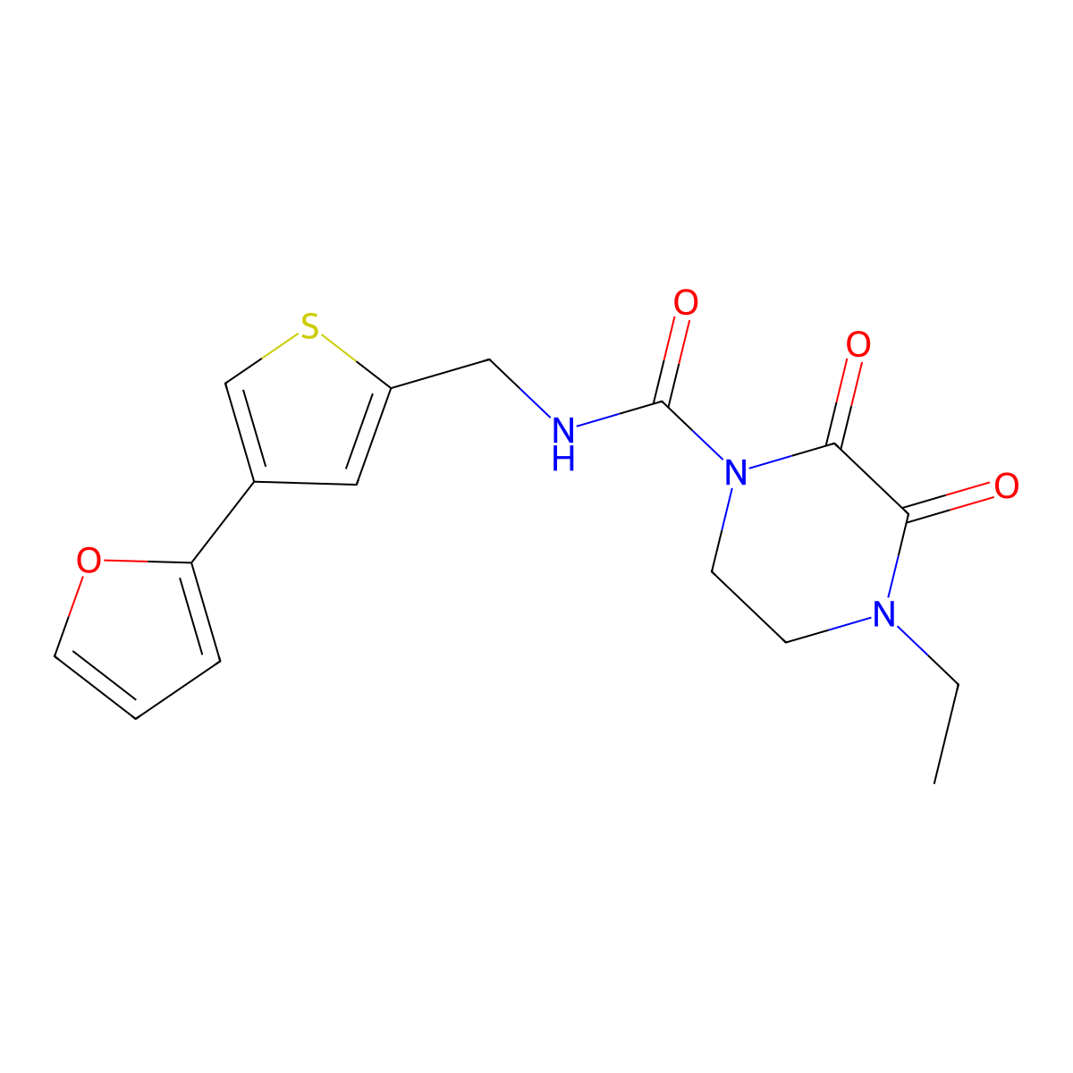 4-ethyl-N-{[4-(furan-2-yl)thiophen-2-yl]methyl}-2,3-dioxopiperazine-1-carboxamide molecular structure, CAS 2380032-69-7
