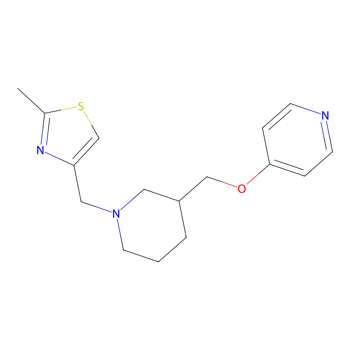 4-({1-[(2-Methyl-1,3-thiazol-4-yl)methyl]piperidin-3-yl}methoxy)pyridine molecular structure, CAS 2380032-70-0