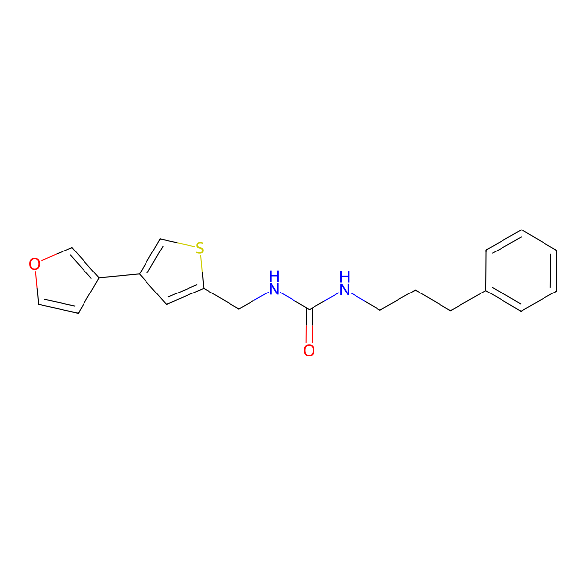 3-{[4-(Furan-3-yl)thiophen-2-yl]methyl}-1-(3-phenylpropyl)urea molecular structure, CAS 2380032-76-6