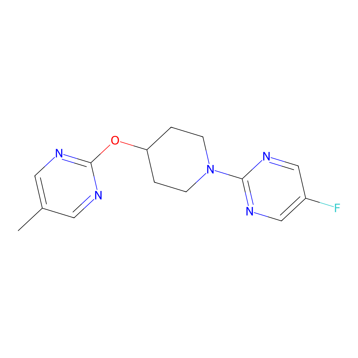 5-Fluoro-2-{4-[(5-methylpyrimidin-2-yl)oxy]piperidin-1-yl}pyrimidine molecular structure, CAS 2380032-77-7