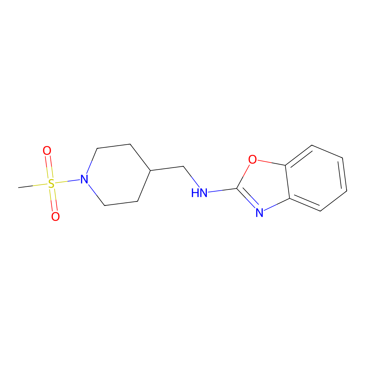 n-[(1-Methanesulfonylpiperidin-4-yl)methyl]-1,3-benzoxazol-2-amine molecular structure, CAS 2380032-79-9