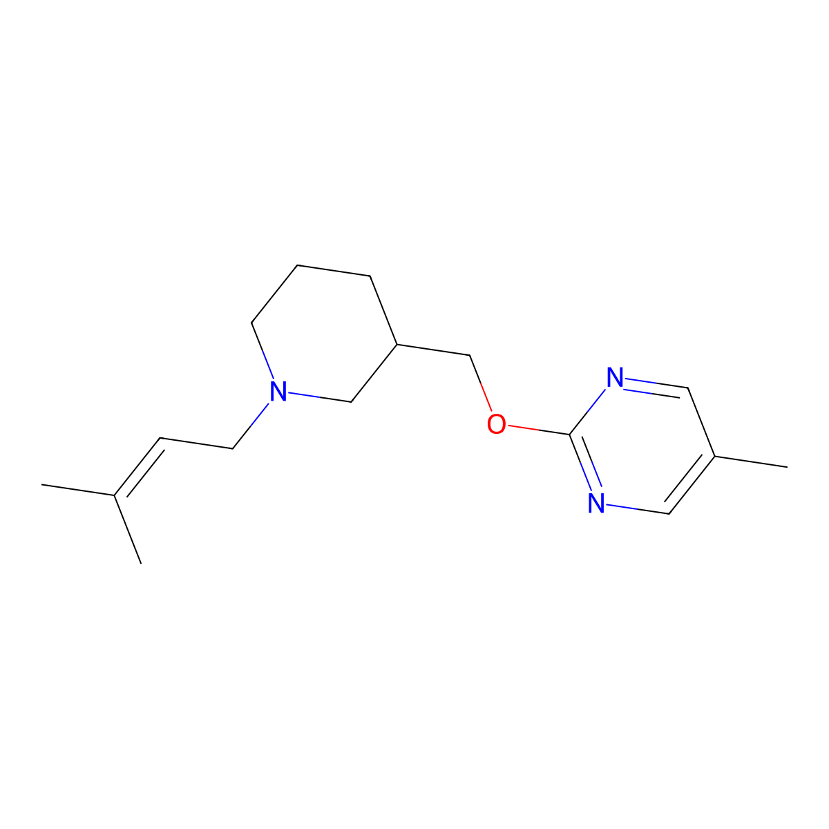 5-Methyl-2-{[1-(3-methylbut-2-en-1-yl)piperidin-3-yl]methoxy}pyrimidine molecular structure, CAS 2380032-80-2