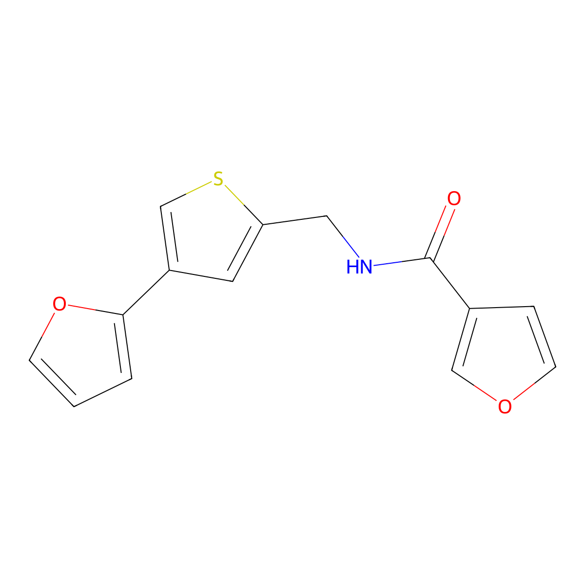 N-[[4-(Furan-2-yl)thiophen-2-yl]methyl]furan-3-carboxamide molecular structure, CAS 2380032-82-4