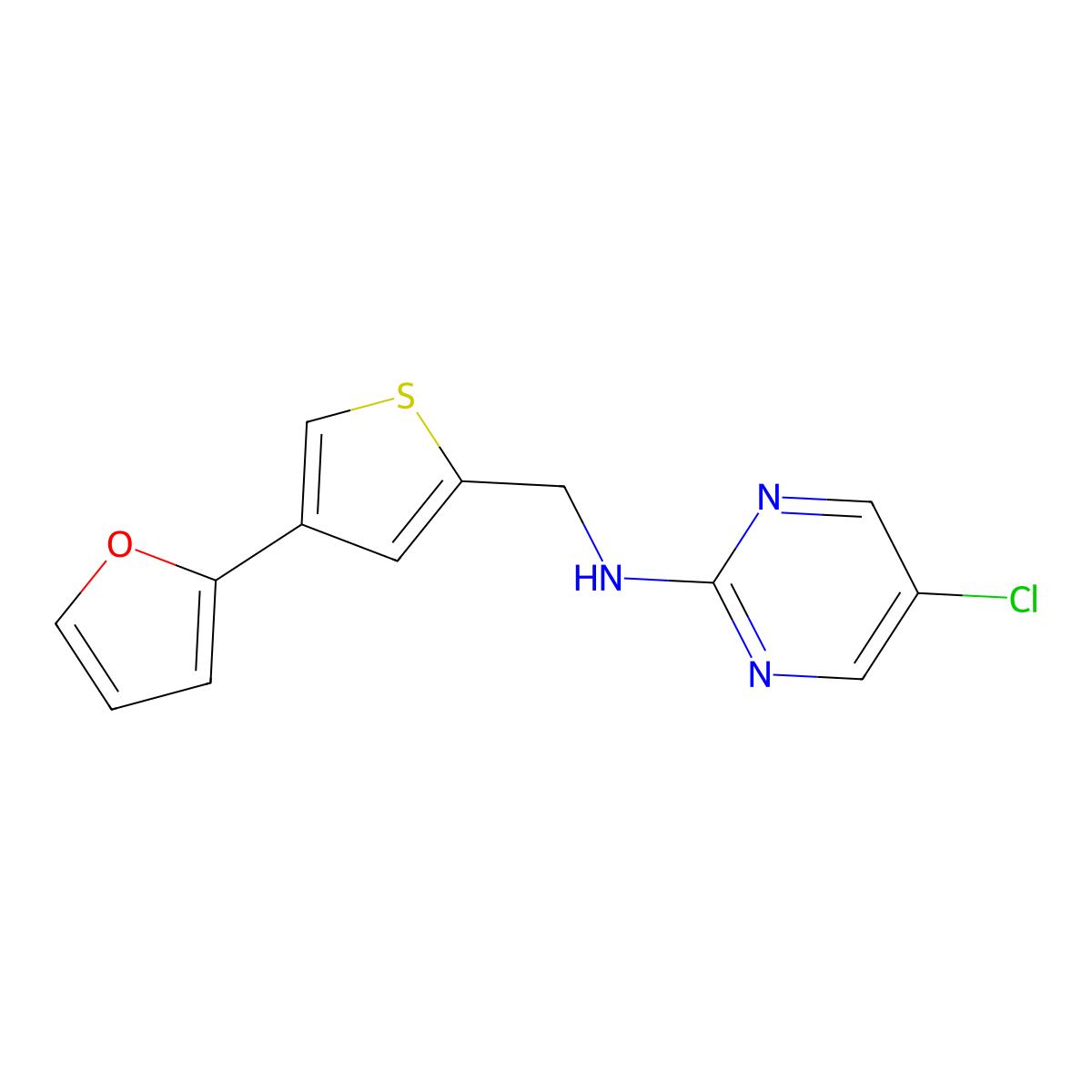 5-chloro-N-{[4-(furan-2-yl)thiophen-2-yl]methyl}pyrimidin-2-amine molecular structure, CAS 2380032-86-8