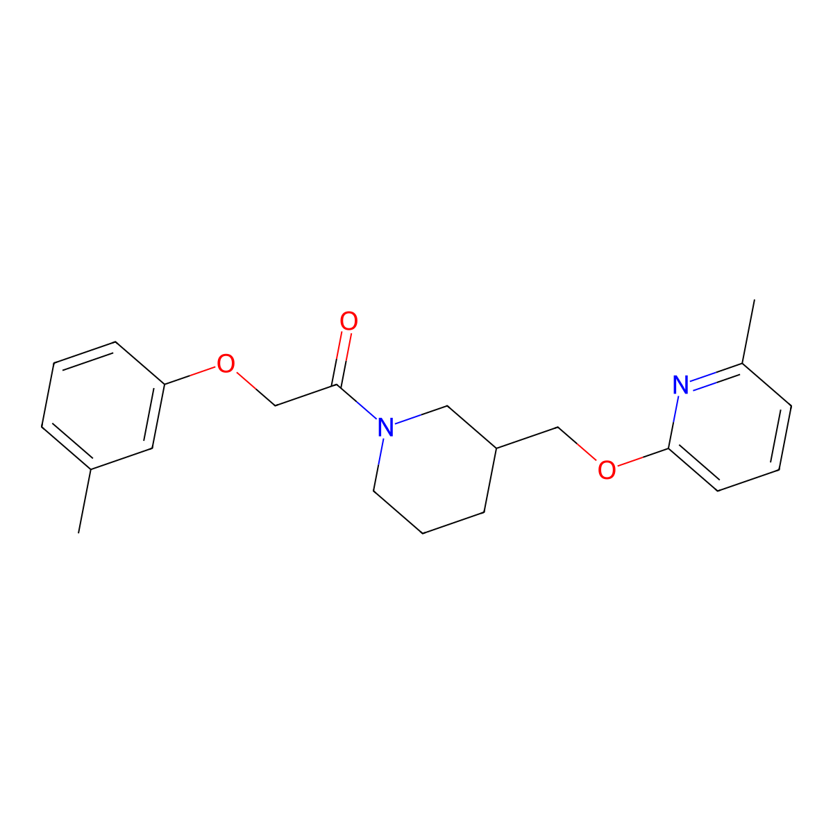 2-(3-Methylphenoxy)-1-(3-{[(6-methylpyridin-2-yl)oxy]methyl}piperidin-1-yl)ethan-1-one molecular structure, CAS 2380032-90-4