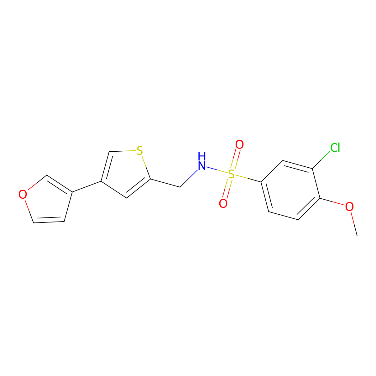 3-chloro-N-{[4-(furan-3-yl)thiophen-2-yl]methyl}-4-methoxybenzene-1-sulfonamide molecular structure, CAS 2380032-95-9