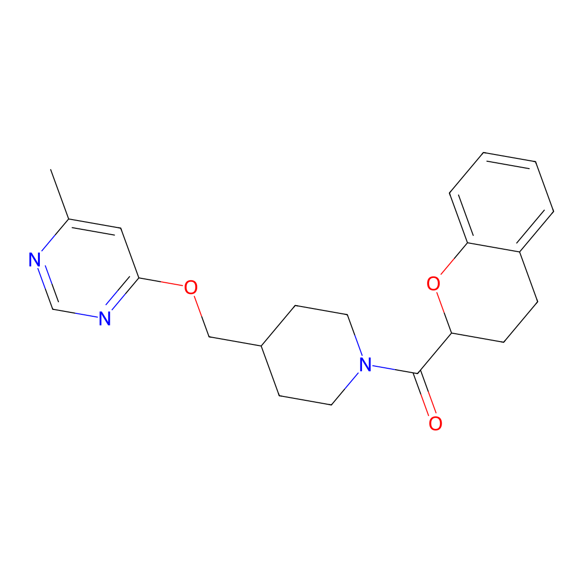 4-{[1-(3,4-dihydro-2H-1-benzopyran-2-carbonyl)piperidin-4-yl]methoxy}-6-methylpyrimidine molecular structure, CAS 2380032-98-2