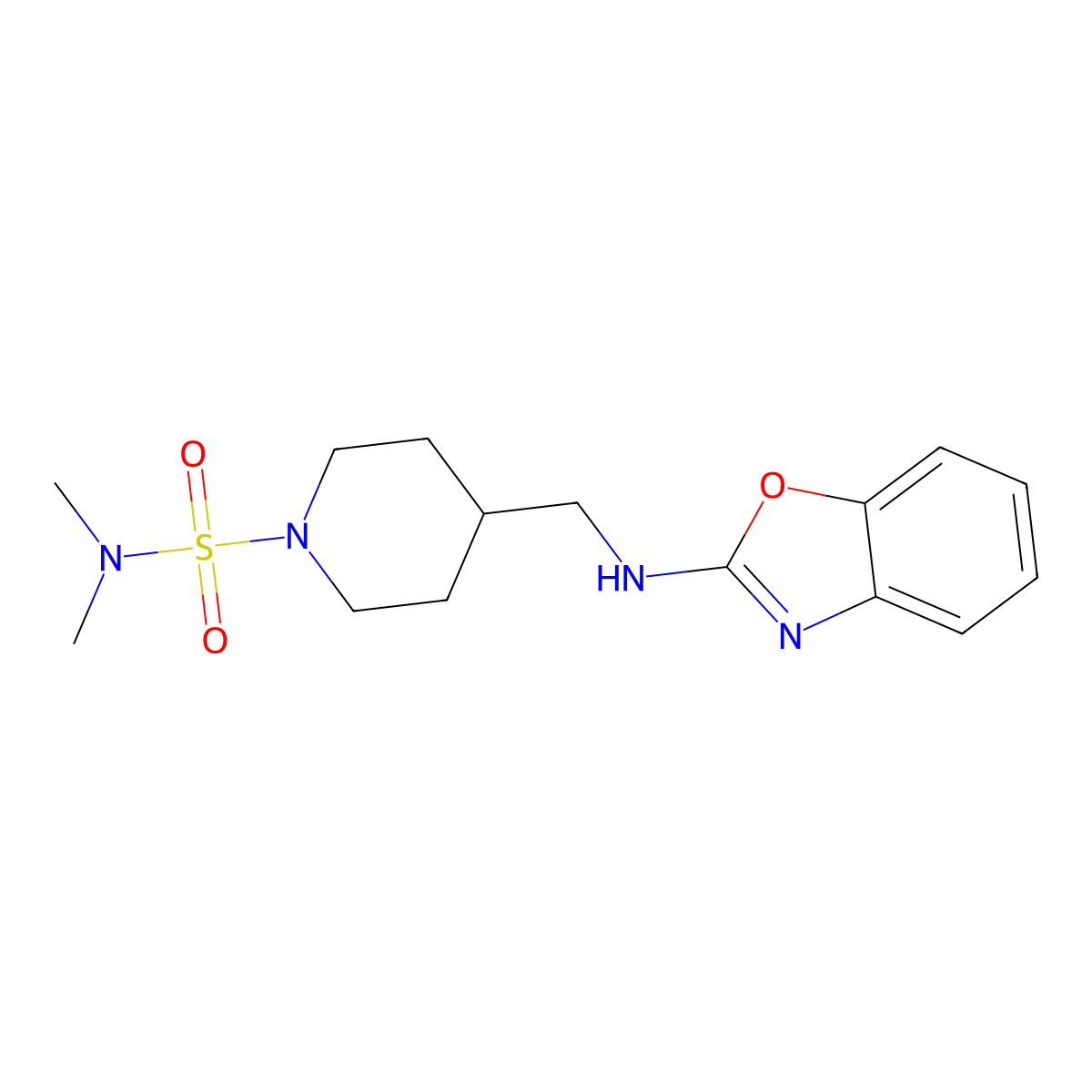 4-{[(1,3-benzoxazol-2-yl)amino]methyl}-N,N-dimethylpiperidine-1-sulfonamide molecular structure, CAS 2380032-99-3