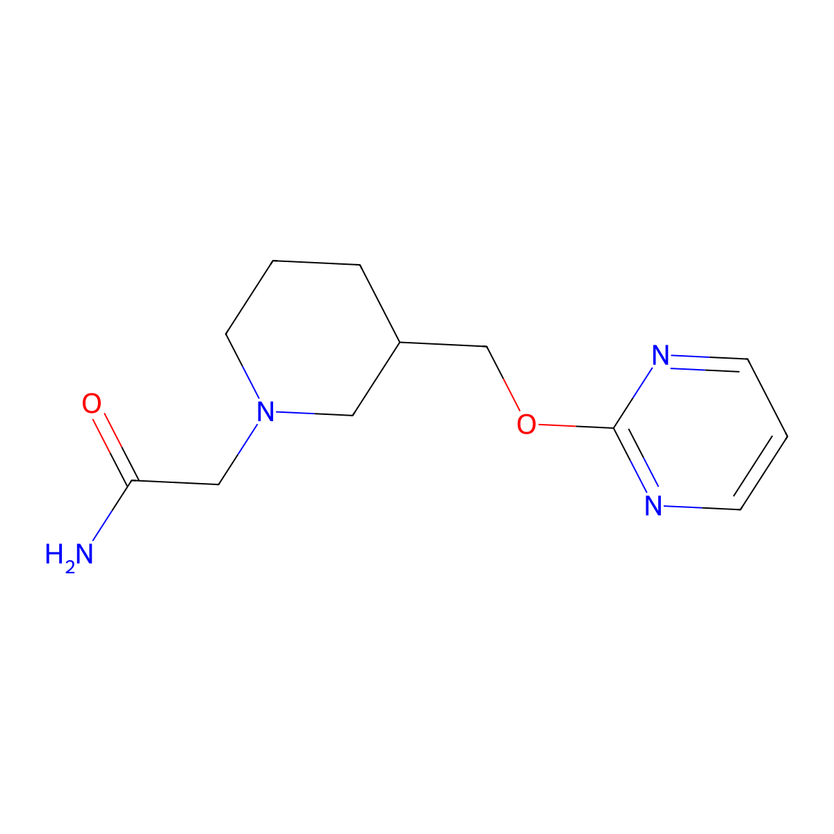 2-{3-[(Pyrimidin-2-yloxy)methyl]piperidin-1-yl}acetamide molecular structure, CAS 2380033-01-0