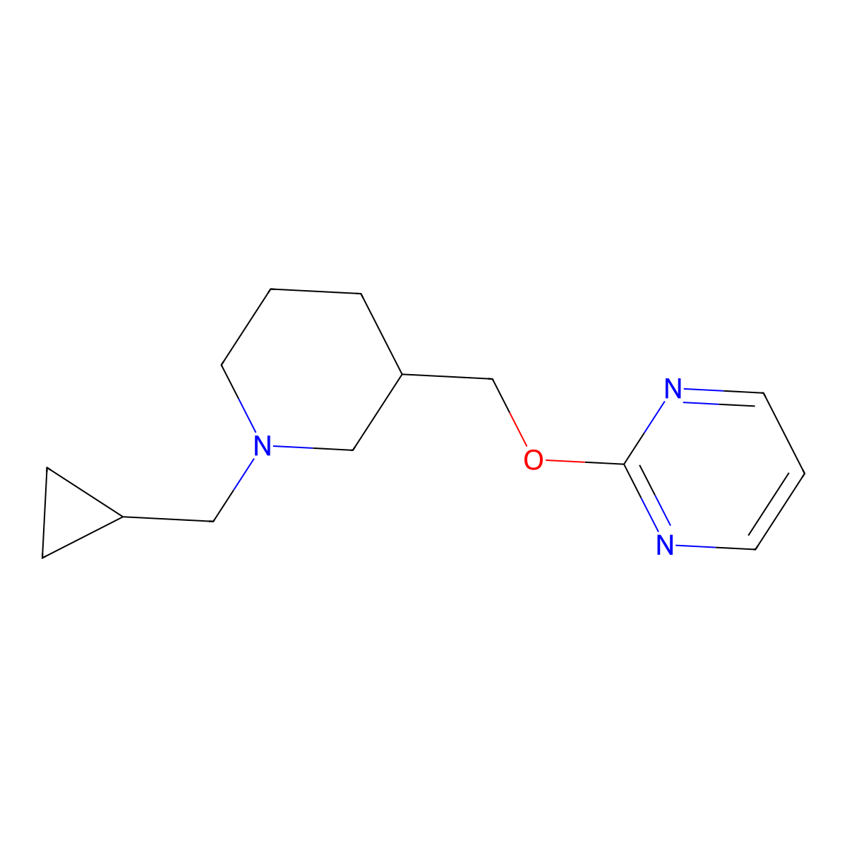 2-{[1-(Cyclopropylmethyl)piperidin-3-yl]methoxy}pyrimidine molecular structure, CAS 2380033-07-6